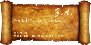 Zorkóczy Aranka névjegykártya